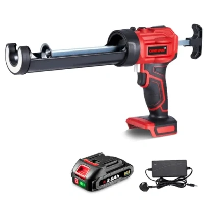 Image of ONEVAN Cartridge Press Battery with 2 2.0Ah Batteries, 6 Speed Gun, Silicone 300/600 ml, Press, Electric
