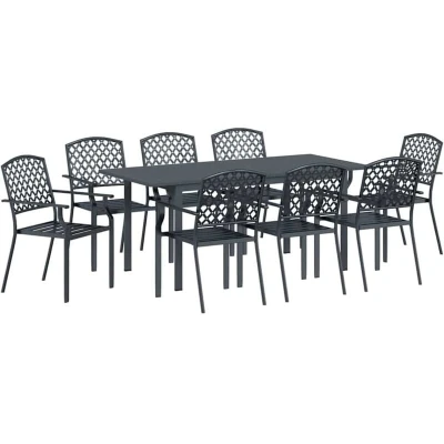 Image of vidaXL 9 Piece Garden Dining Set Anthracite Steel