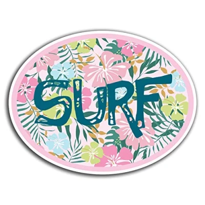 Image of 2 x 10cm Tropical Surf Vinyl Stickers Surfer Fun Sticker Laptop Luggage #18622 (10cm Wide)