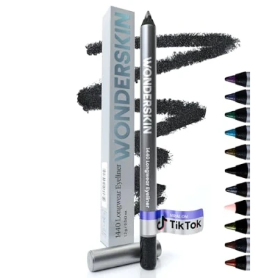 Image of Wonderskin 1440 Longwear Black Glitter Eyeliner Pencil Waterproof, Sharpenable &amp; Smudge Proof Eye Liner (Black Truffle)