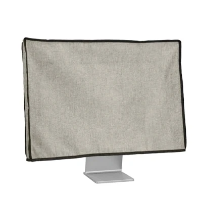 Image of kwmobile Dust Cover for 24 26&quot; Monitor Linen Display Protector Protect Your Computer Screen Light Grey