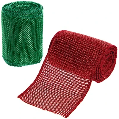 Image of Baker Ross FX347 Christmas Burlap Hessian Rolls Pack of 2, Natural Craft Accessories, Jute Arts and Materials, Decorative Supplies