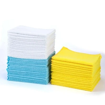 Image of Amazon Basics Microfibre Cleaning Cloths, 30.5 x 40.6 cm, Pack of 48, Multi Color