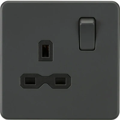 Image of KnightsBridge Screwless 13A 1G DP switched socket Anthracite