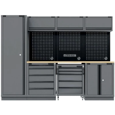 Image of Superline Pro Black Edition Storage System with Rubber Wood Worktop 2.64m