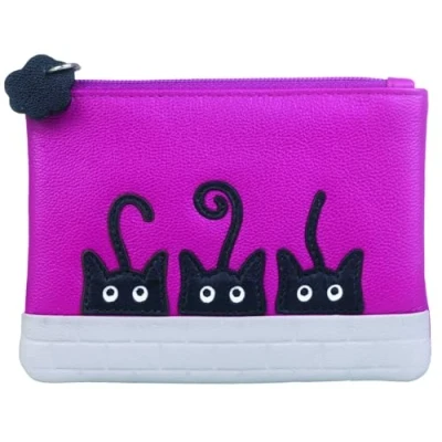 Image of Mala Leather Peek a Boo Cats Collection Coin Purse RFID Blocking 4290_01 Pink