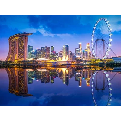 Image of Haeran River Full Drill Singapore Night View DIY 5D Diamond Painting by Number Unique Kits Home Wall Decor
