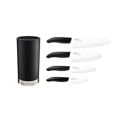 Image of Kyocera KB RD BK 4KN FK EU 4pc Knife &amp; Block Set, Black