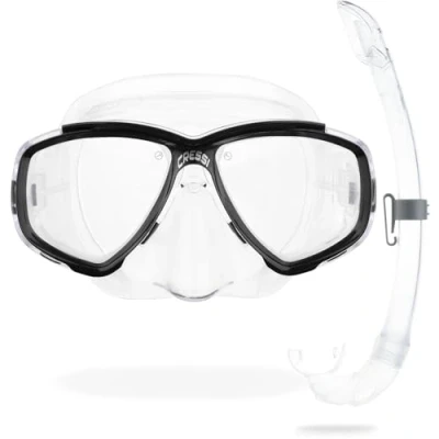 Image of Cressi Perla &amp; Mexico Combo Set Dive/Snorkeling Mask Snorkel, Adult Unisex, Transparent/Black