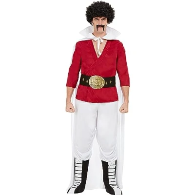 Image of Funidelia Mr Satan Costume Dragon Ball for man Manga, Saiyan, Cartoons adults accessory fancy dress &amp; props Halloween, carnival parties Size L Red