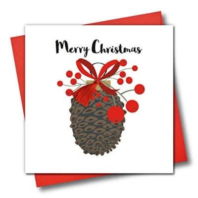 Image of Embellished Christmas Greeting Card, Merry Christmas, Pine Cone
