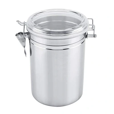 Image of Akozon Coffee Canister Airtight Container Sealed Storage Vacuum Stainless Steel 5 Inch for Sugar Tea Beans (1900ML)