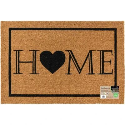 Image of JVL Eco Friendly Latex Backed Coir Entrance Doormat, 60x90cm Heart Home Welcome