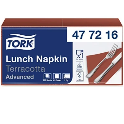 Image of Tork 477216 Terracotta Lunch Napkin / 2 Ply Advanced, Unprinted Serviette in Light Brown 10 x 200 Sheets