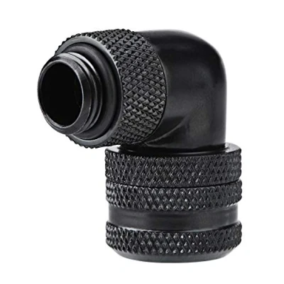 Image of ASHATA Water Cooling Fitting,PC Two Touch Fitting,G1/4 Thread 90 Degrees Elbow Connector for 14MM Tube With Hiding Silicone Ring(Black)