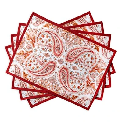 Image of Maison d&#039; Hermine Orient 100% Cotton Set of 4 Placemats for Dining Table Kitchen Wedding Everyday Use Dinner Parties Thanksgiving/Christmas (33cm x 48cm)