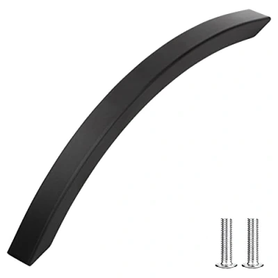 Image of Decoranddecor Slimline Kitchen Door Handles Cabinet Pulls Sleek Design Smooth Lines 128mm Matt Black