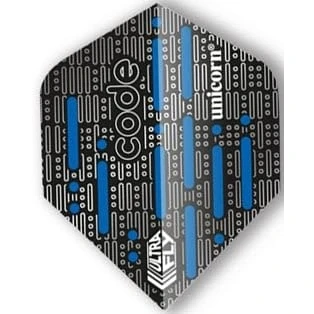 Image of Unicorn UltraFly Dart Flights Code Blue Design Ultra Durable 100 Micron Polyester PET Standard Plus Shape