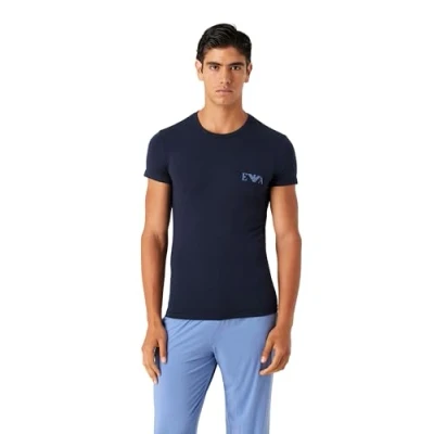 Image of Emporio Armani Men&#039;s Bold Monogram T shirt Pack of 2 Shirt, Navy/Navy, S UK