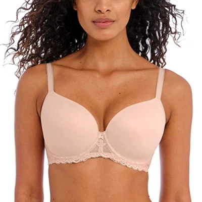 Image of Freya Women&#039;s Offbeat Underwire Demi Molded Plunge T Shirt Bra, Opaque, Natural Beige, 34DD