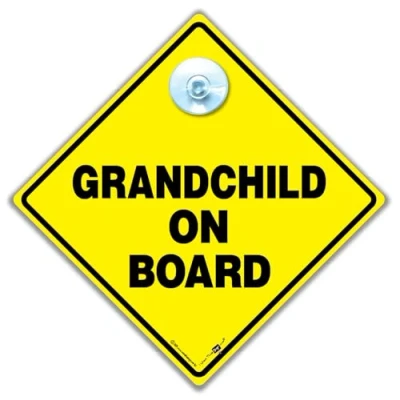 Image of Grandchild On Board Sign, Baby Car Sign 14 cm x 14cm