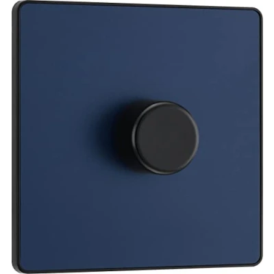 Image of BG Electrical Intelligent Single Wall Dimmer Switch, 2 Way, Screwless Front Plate, Evolve, Matt Blue, 200W, PCDDB81B