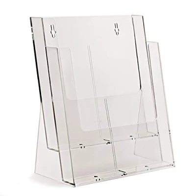 Image of taymar 2C230X Table Brochure Stand, DIN A4, 2 Levels, Transparent, Without Divider