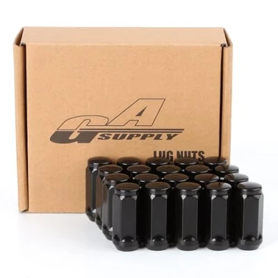 Image of GAsupply 20pcs Black Lug Nuts 1/2 20 Long Closed End Bulge Acorn Cone Seat 1.9&quot; Tall 3/4&quot; Hex