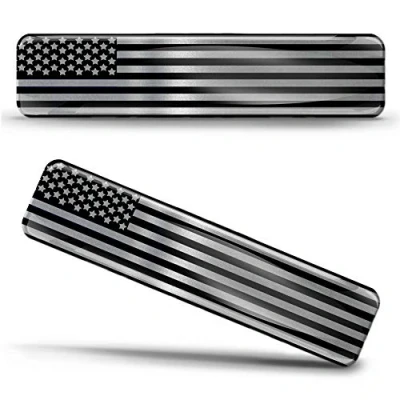 Image of Biomar Labs® 2 x 3D Domed Silicone Silver Stickers Decals USA National American Flag Car Motorcycle Helmet F 128