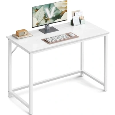 Image of VASAGLE Computer Desk, Small Office Desk and Workstation, Work for Home Office, Study, Bedroom, 50 x 100 76 cm, Modern Style, Metal Frame, Maple White LWD041W44