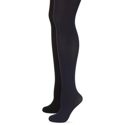 Image of DIM Women&#039;s Comfort Opaque Velvet x2 Tights, Black/Navy, L XL