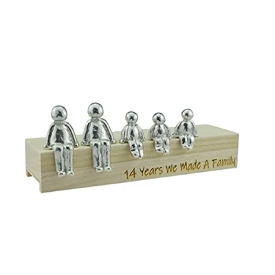 Image of 14th Anniversary Idea 14 Years We Made A Family Metal Ornament Choose Your Combination Box &amp; Woodgrain May Vary(3 Children)