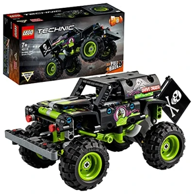 Image of LEGO Technic Monster Jam Grave Digger 42118 Model Building Kit for Kids Who Love Motor Sports and Truck Toys; 2 in 1 Toy with Pull Back Action Racing Stunt Fun (212 Pieces)