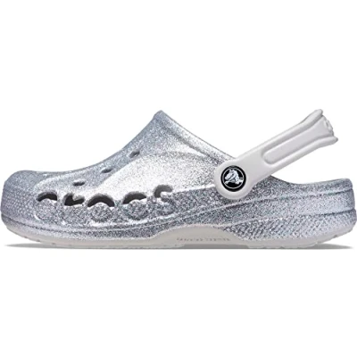 Image of Crocs Unisex Baya Glitter Clog Silver Size 3 UK Men/ 4 Women