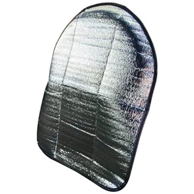 Image of CAR+ Steering Wheel Sun Shade Cover, 37 39 cm Diameter, Silver/Black