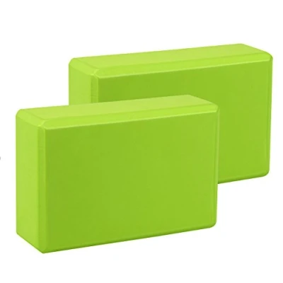 Image of EXERZ Yoga Blocks 2 pack EVA Foam Exercise Workout Fitness Bricks, Pilates Stretch Handstand Non Slip Gym Blocks, Gymnastics (Green 2pcs)