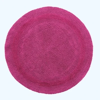 Image of HOMESCAPES Round Bathroom Mat, Luxury 1600gsm Extra Soft 100% Cotton, Reversible Bath Mat Non Slip, Washable, Super Absorbent, Quick Dry, Raspberry Rug, 80cm