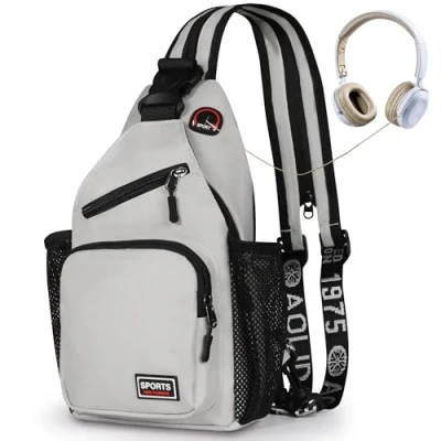 Image of Geestock Crossbody Sling Bag for Men &amp; Women, Convertible Cross body Shoulder Backpack with Adjustable Strap, Waterproof Lightweight Chest Casual Daypack Hiking, Cycling,Travel White