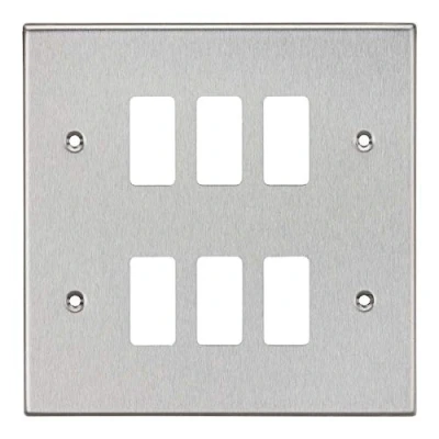 Image of KnightsBridge 6G Grid Faceplate Square Edge Brushed Chrome