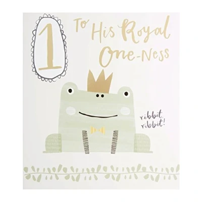 Image of Hallmark Frog 1st Birthday Card &#039;Royal One Ness&#039; Medium [Old Model]
