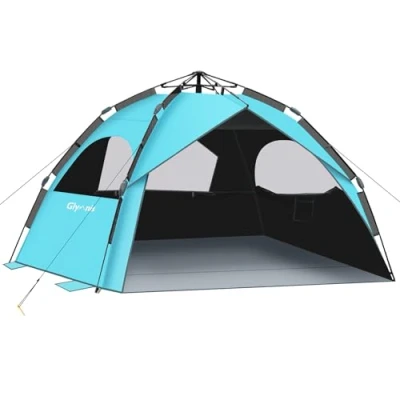 Image of Glymnis Beach Tent 4 6 Person Large Pop Up Tents for Adults, Automatic Instant Outdoor Portable UV Protection Sun Shade Shelter, Easy Setup Family Picnic