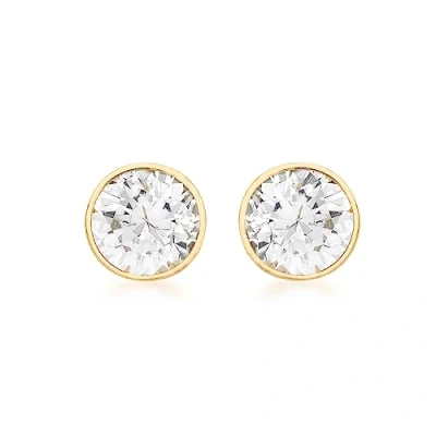 Image of Carissima Gold Women&#039;s 18 ct Yellow 4 mm Round Cubic Zirconia Stud Earrings