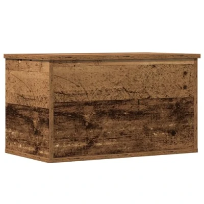Image of vidaXL Storage Box/Chest Rustic Solid Reclaimed Wood 60x35x35 cm Indoor/Bench Use Distressed Brown Finish