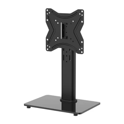 Image of GRIFEMA GB1005 2 Universal Table Top Pedestal TV Stand for 17&quot; 43&quot; LCD LED TVs, Height Adjustable Base with Tempered Glass Base, Cable Management, Holds 30 KG &amp; Max. VESA 200x200mm