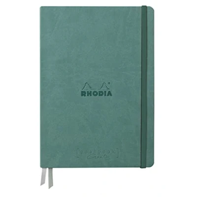 Image of RHODIA 194158C Rigid Notebook Bullet Journal Goalbook Creation Water A5 15.5x21x2 cm 100 pages Clairefontaine Paper Lavis Technique Plain White 200 g/m 2 Ribbons Faux Leather Cover