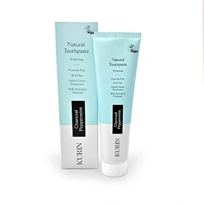 Image of Kurin Fluoride Free Charcoal Whitening Toothpaste 100ml Peppermint