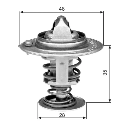 Image of 2550002500 Engine thermostat GATES TH30082G1 82C with gaskets/seals without housing HYUNDAI: Getz, Amica / Atoz, i10 I, KIA: Picanto I