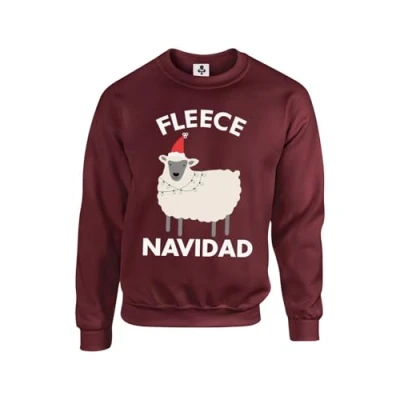 Image of Taylor Brown Fleece Navidad Xmas festive Christmas sheep trending meme Unisex Funny Adults Sweatshirt Jumper Maroon