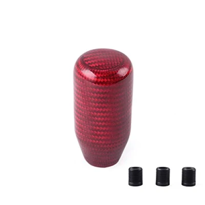 Image of muge racing Carbon Fiber Shift Knob Gear Shifter Knobs with 3 Adapter Most Car Decorations Classic,Red Long