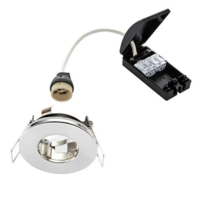 Image of Saxby Fire Rated 1 Light Bathroom Recessed Chrome Plate, Glass IP65 79980